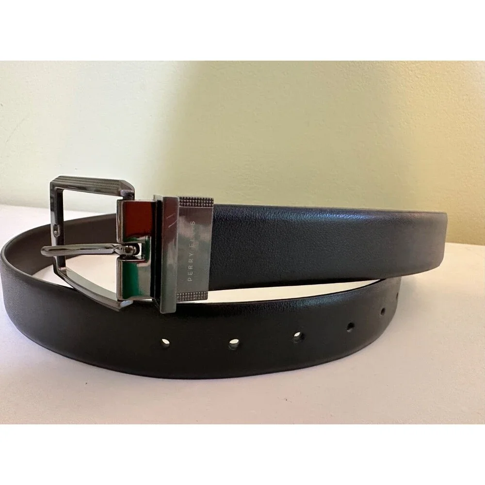 Perry Ellis Portfolio Men's Leather  Belt‎ Black  Size 36